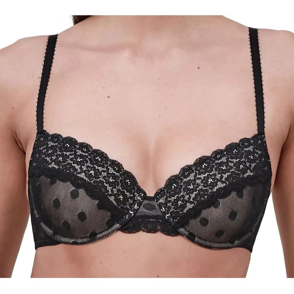 Skarlett Blue Women's Dare Demi T-Shirt Bra, Black Biege, 32DD